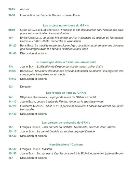 Programme de la JE