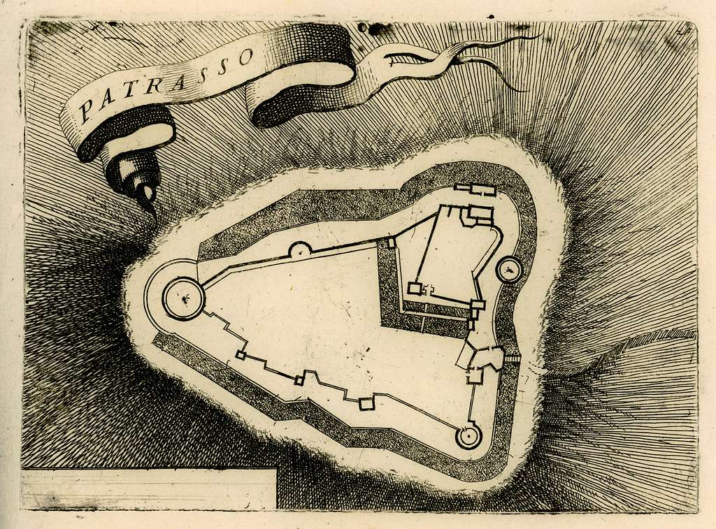 Plan de Patras d'après Vincenzo Coronelli, 1688